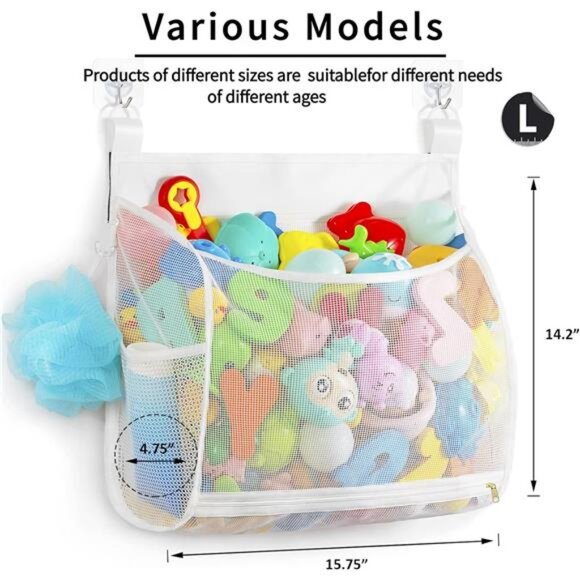 Baby Mesh Bath Toy Organizer, Multiple Ways to Hang, Ultra Large Capacity - Picture 2 of 8